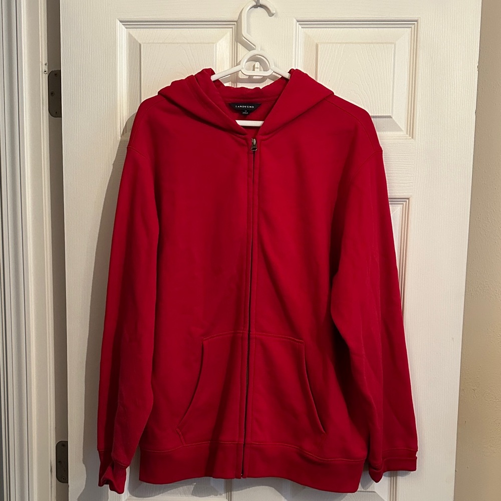 Lands' End Vibrant Red Full-Zip Hoodie